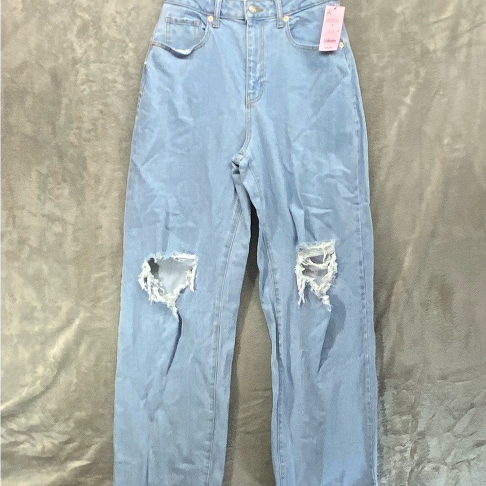Women's Super-High Rise Distressed Baggy Jeans - Wild Fable Light Wash 6